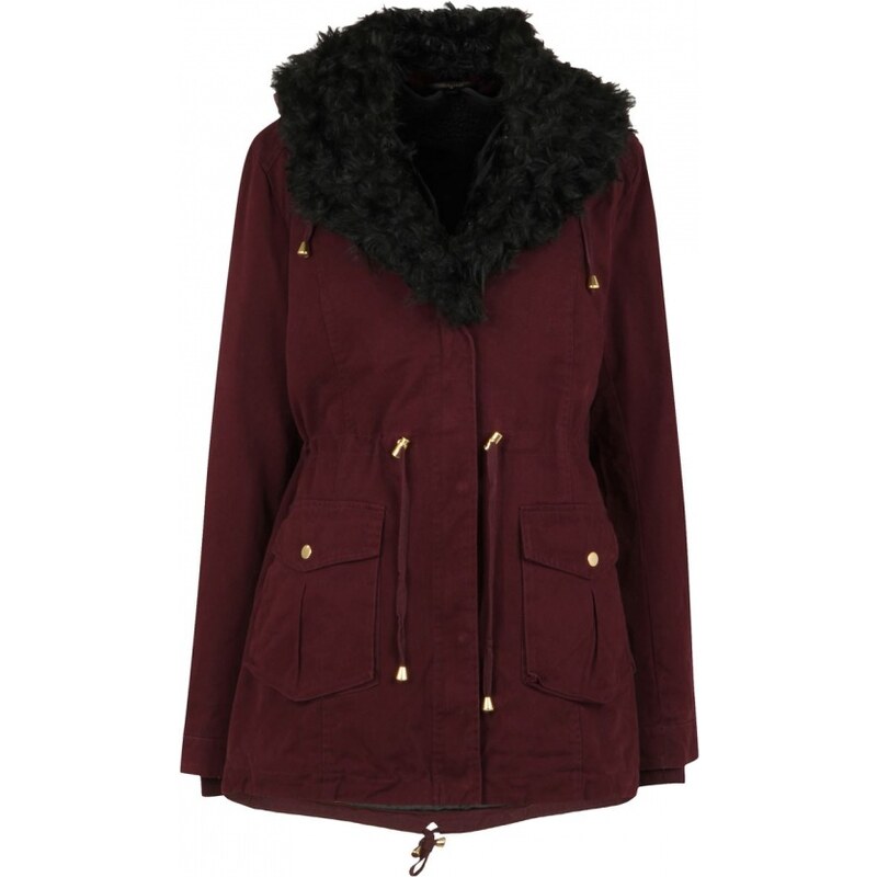 Rock and Rags Force 2 Womens Parka, burgundy