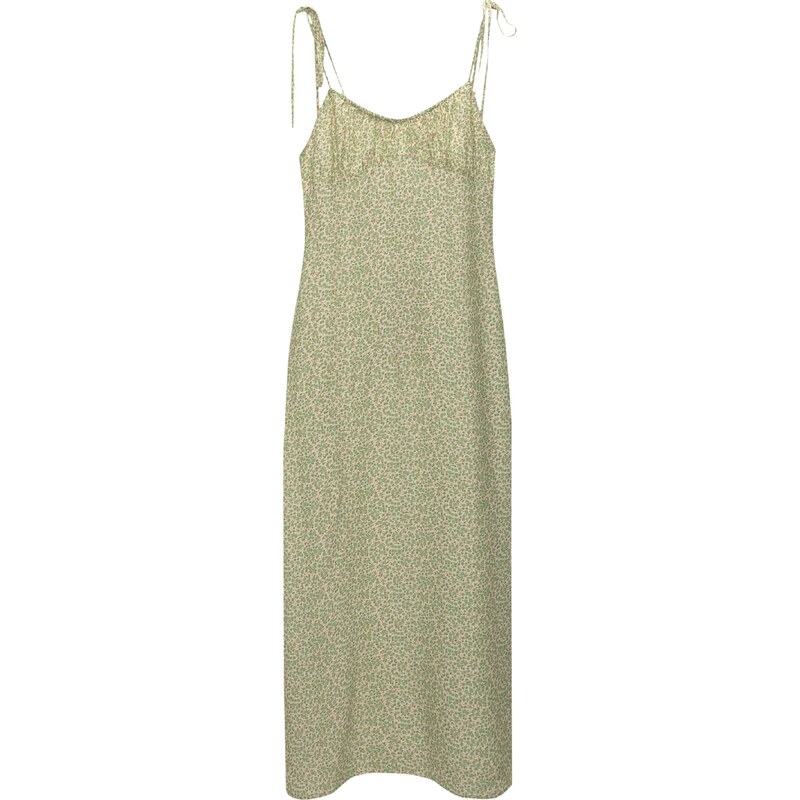 Pull&Bear Letní šaty hnědá / zelená / pastelově zelená