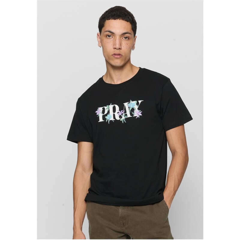 Mister Tee Černé tričko Flower Pray Tee