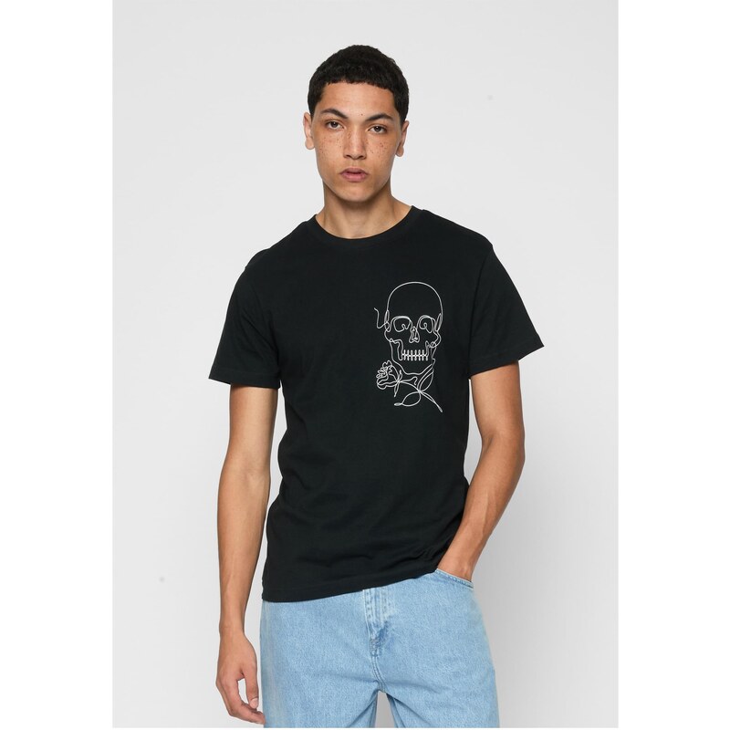 Mister Tee Černé tričko Skull One Line