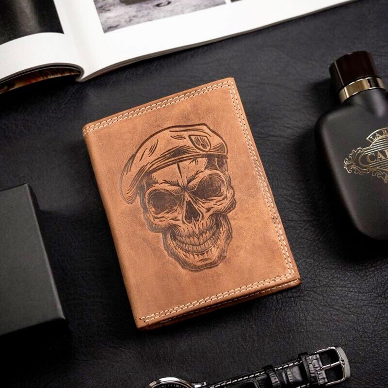 Pánská kožená peněženka Wild ANIMALS N4-CHM SKULL camel 106730737