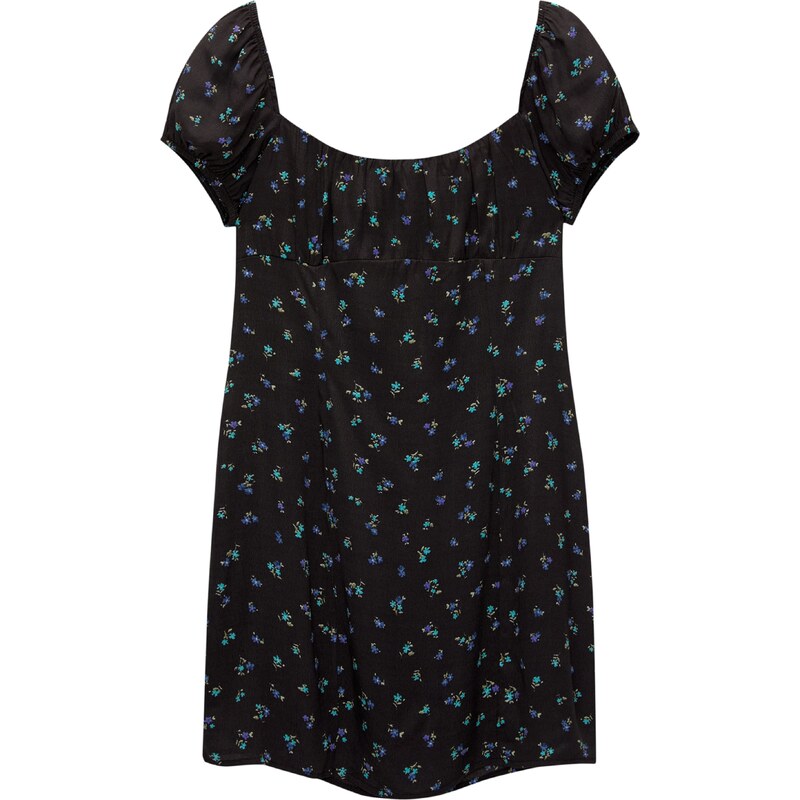 Pull&Bear Letní šaty modrá / aqua modrá / khaki / černá