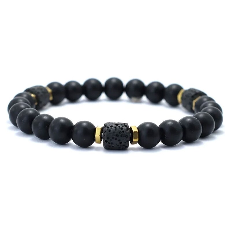 Daniel Dawson Korálkový náramek Frederic - 8 mm Onyx, Lávový