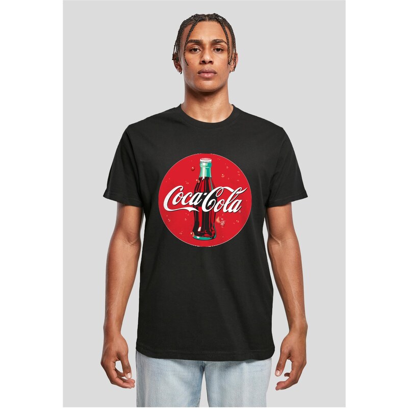 Merchcode Pánské tričko Logo Coca Cola Bottle černé