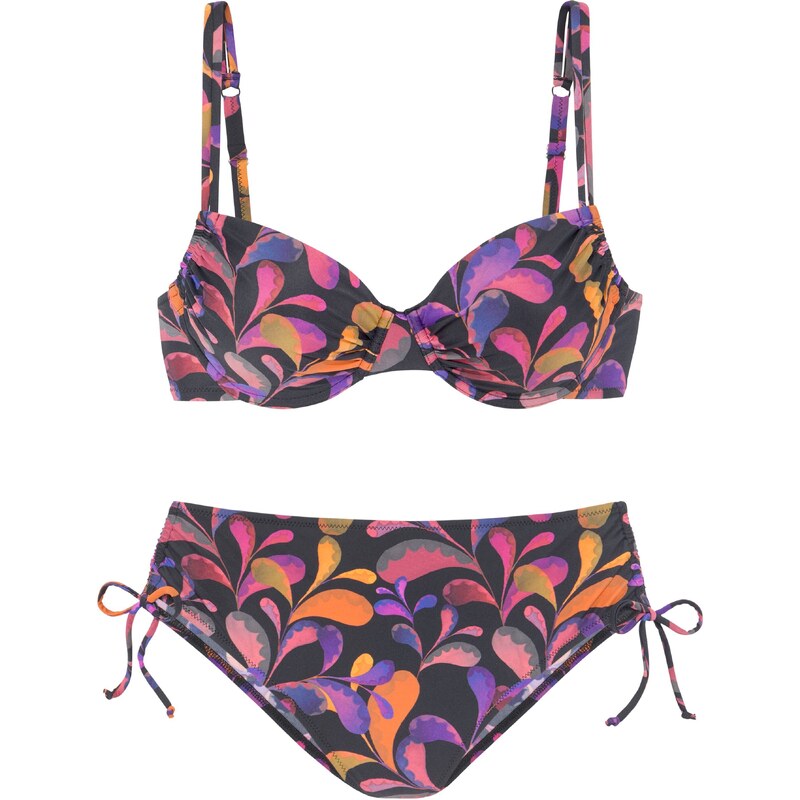 VIVANCE Bikiny fialkově modrá / tmavě oranžová / pink / černá