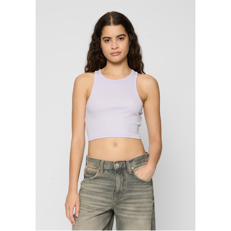 Urban Classics Dámský Cropped Rib Top 2-balení softseagrass+lila