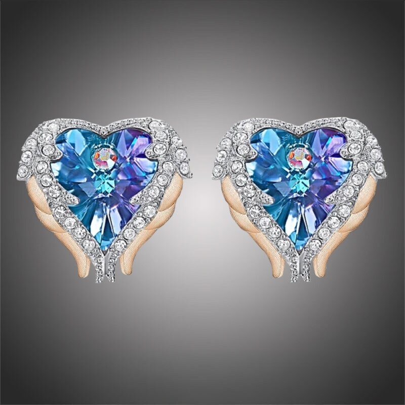 Éternelle Náušnice Swarovski Elements Angel Wings Gold Violet - 94641334