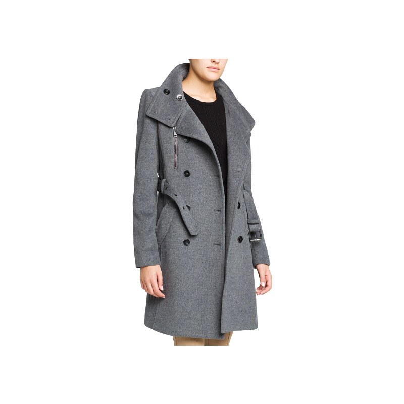 Mango Military style wool-blend trench coat