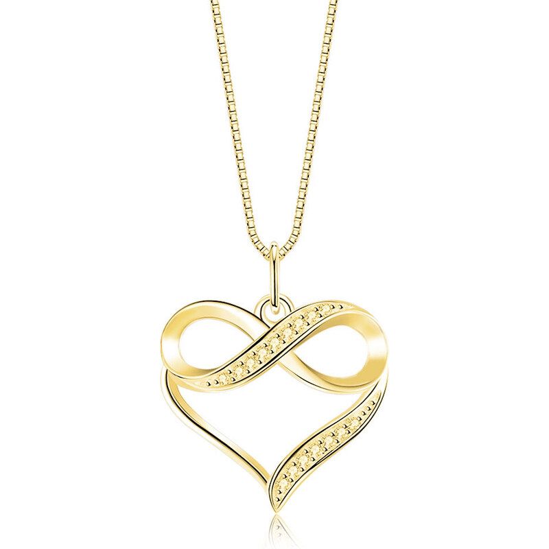 Olivie Stříbrný náhrdelník SRDCE & NEKONEČNO GOLD 8972