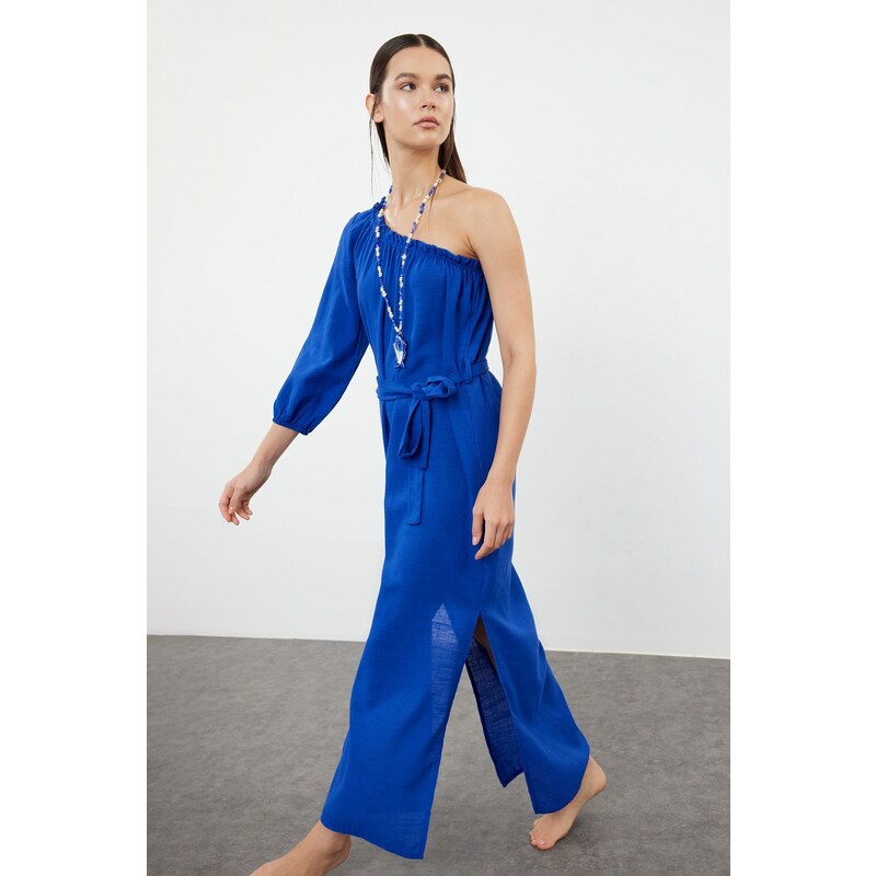 Trendyol Saxe Belted Maxi Woven Flounce/Ruffle Detailed Linen