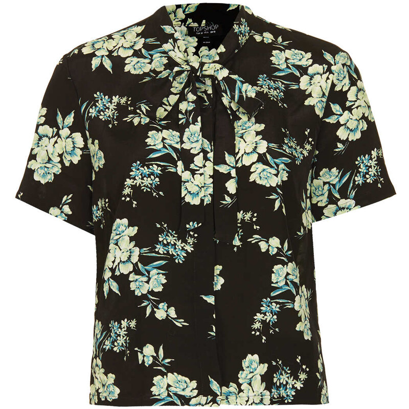 Topshop Floral Print Pussybow Blouse