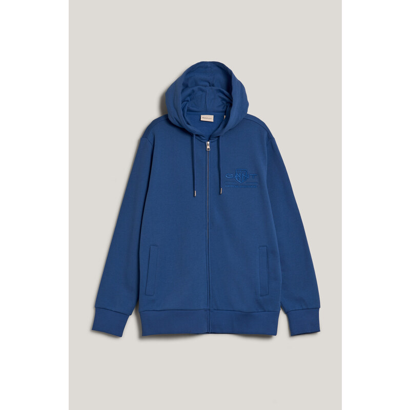 MIKINA GANT REG TONAL SHIELD FULL ZIP HOODIE RICH BLUE