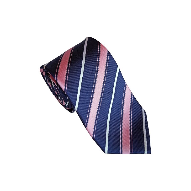 Luxusní modrá kravata Beytnur 221-2 - růžový pruh