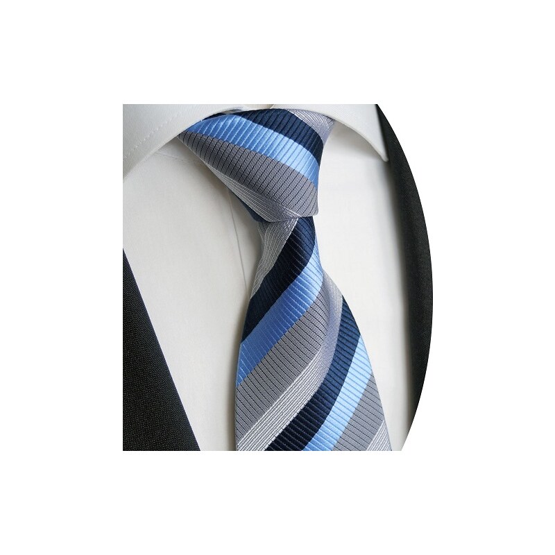 Luxusní pruhovaná kravata Beytnur 228-1 - modrá