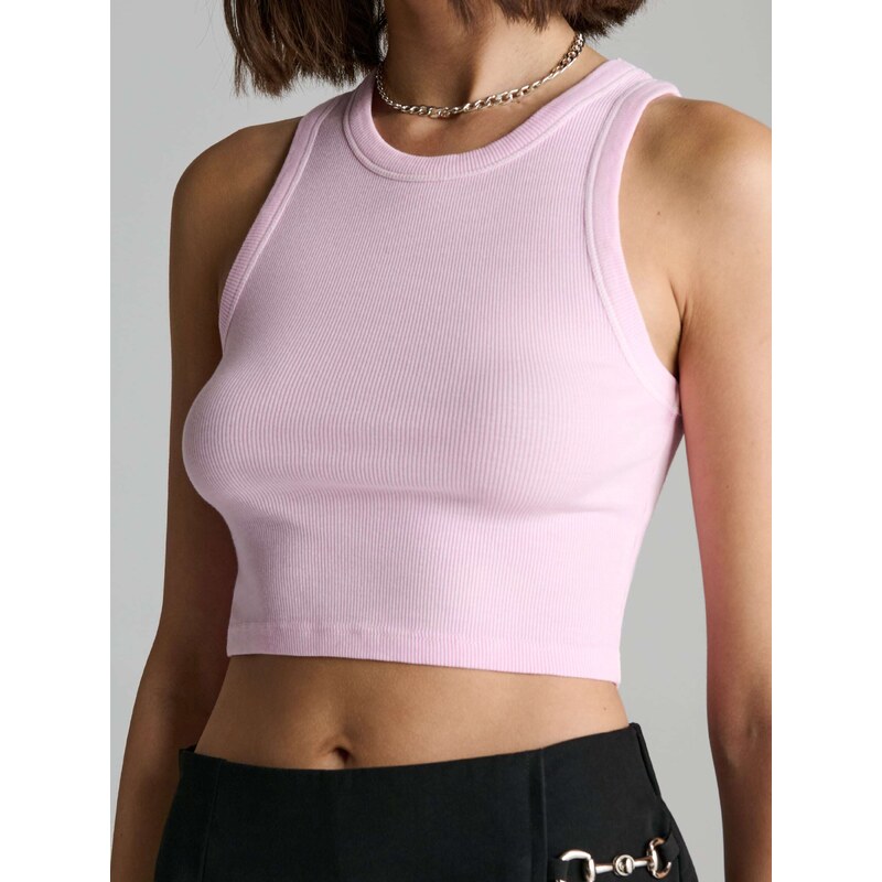 Sinsay - Crop top - pastelová růžová