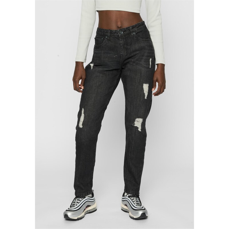 Urban Classics Dámské džíny Boyfriend Denim Pants - černé 107050451