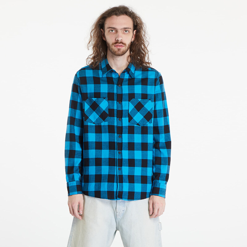 Košile Urban Classics Checked Flanell Shirt Black/ Blue XL