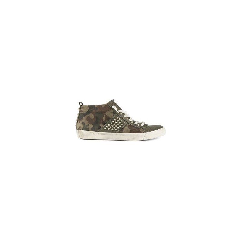 Leather Crown Camouflage Print Trainer