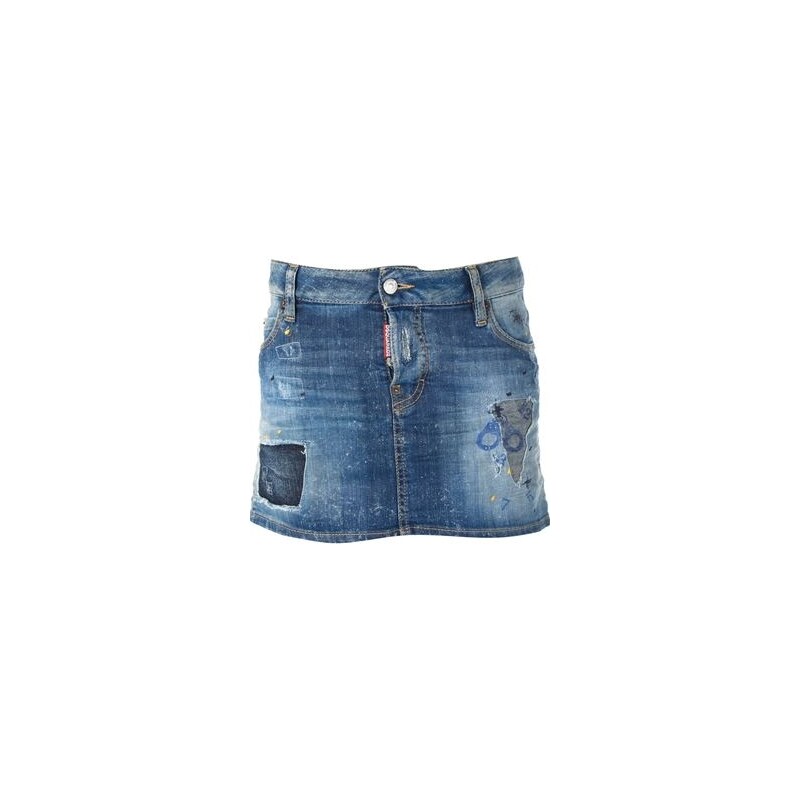 Dsquared2 Distressed Denim Mini Skirt