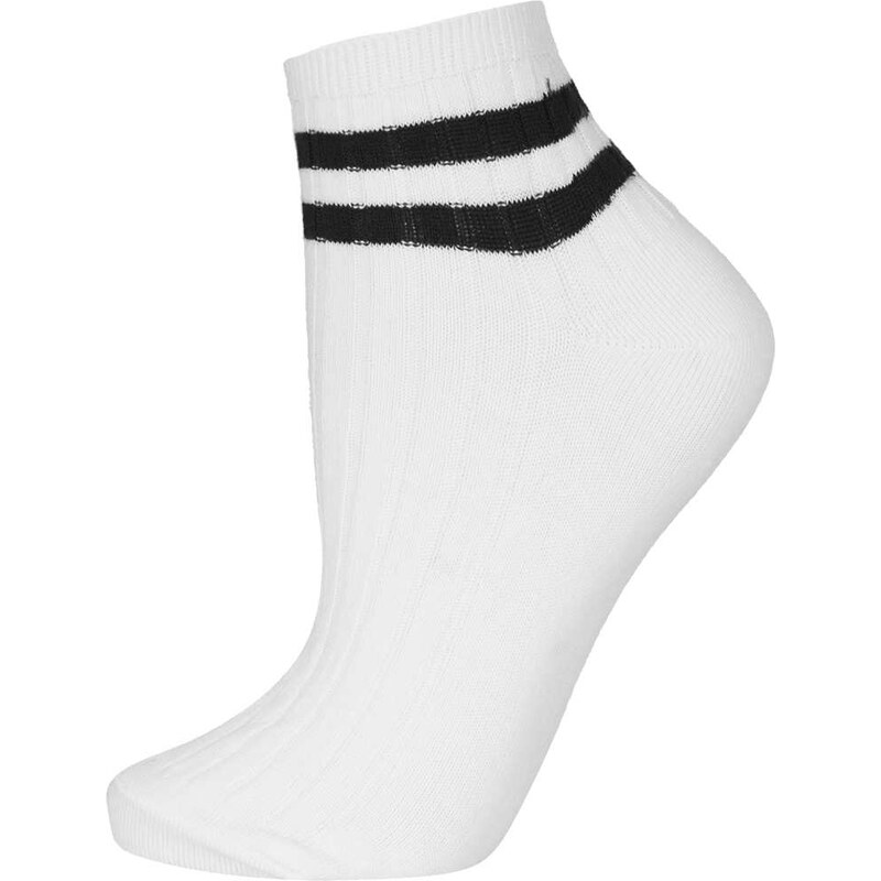 Topshop White 2 Stripe Trainer Socks