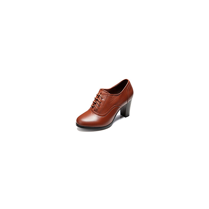 LightInTheBox Leather Women's Chunky Heel Oxfords Shoes With Lace-up(More Colors)