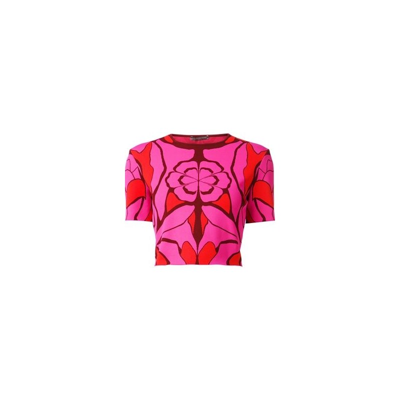 Alexander Mcqueen Flower Collage Jacquard Cropped Top
