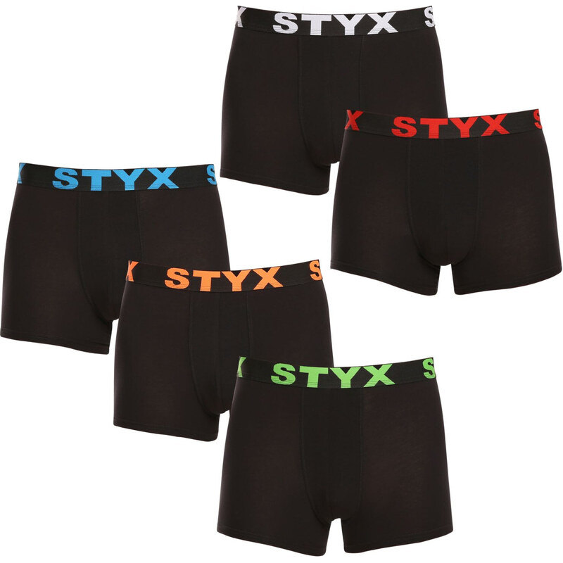 5PACK pánské boxerky Styx sportovní guma černé (5G9602)