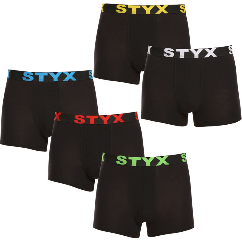 5PACK pánské boxerky Styx sportovní guma černé (5G9601)