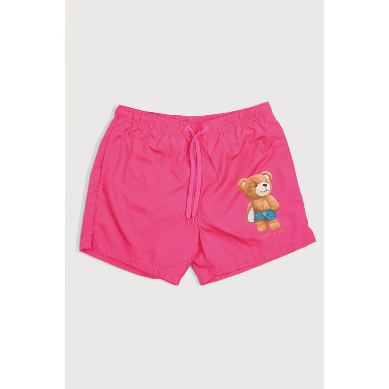 Plavecké Šortky , Barva Růžová, s Potiskem Cest La Vie Teddy