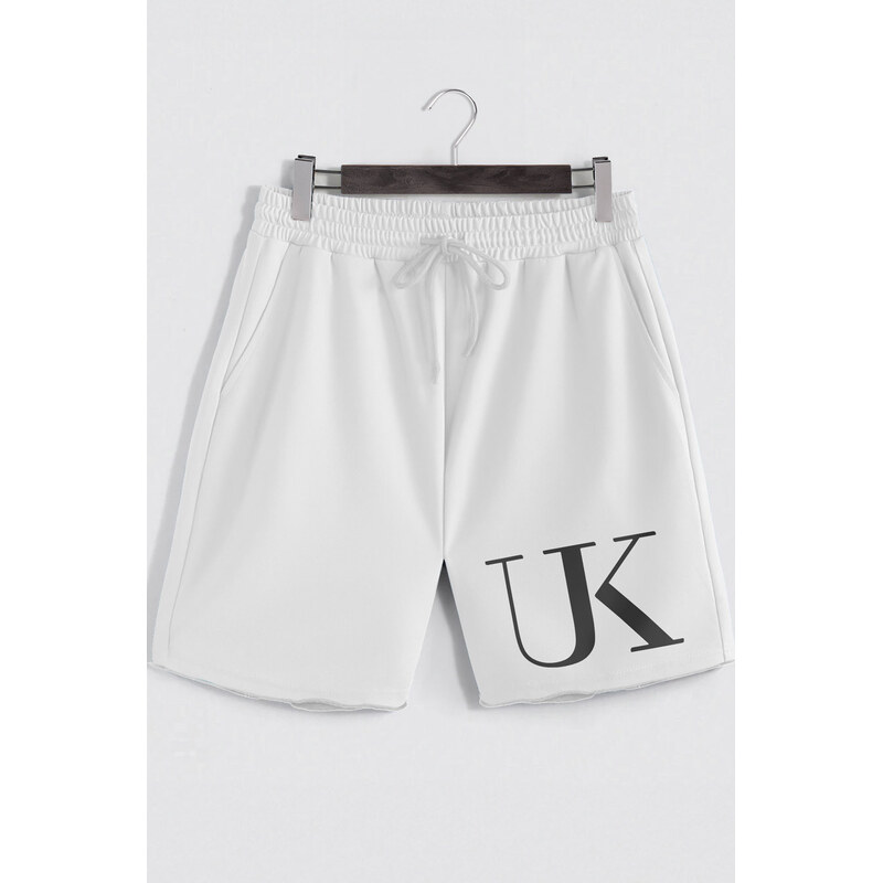 Šortky, Barva Bílá, s Potiskem UK Logo Oversized