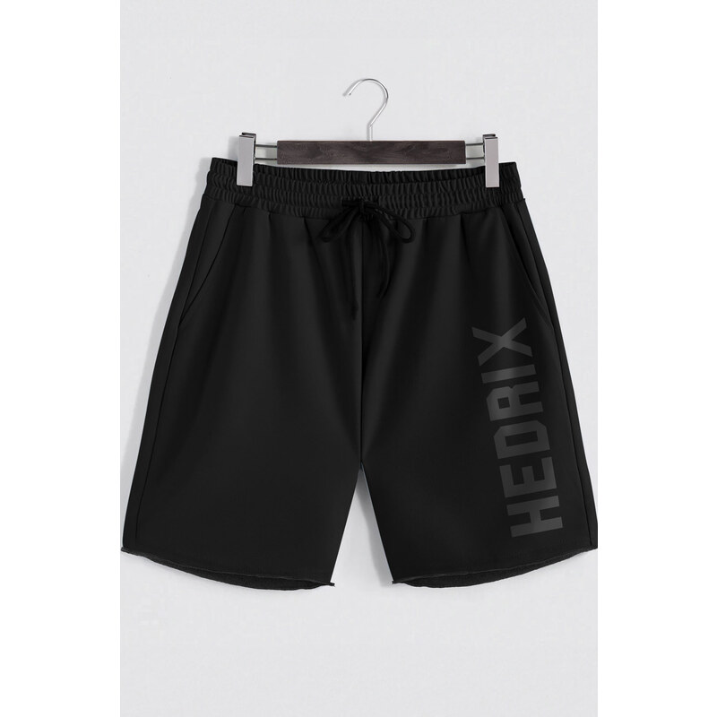 Šortky, Barva Černá, s Potiskem Hedrix Oversized