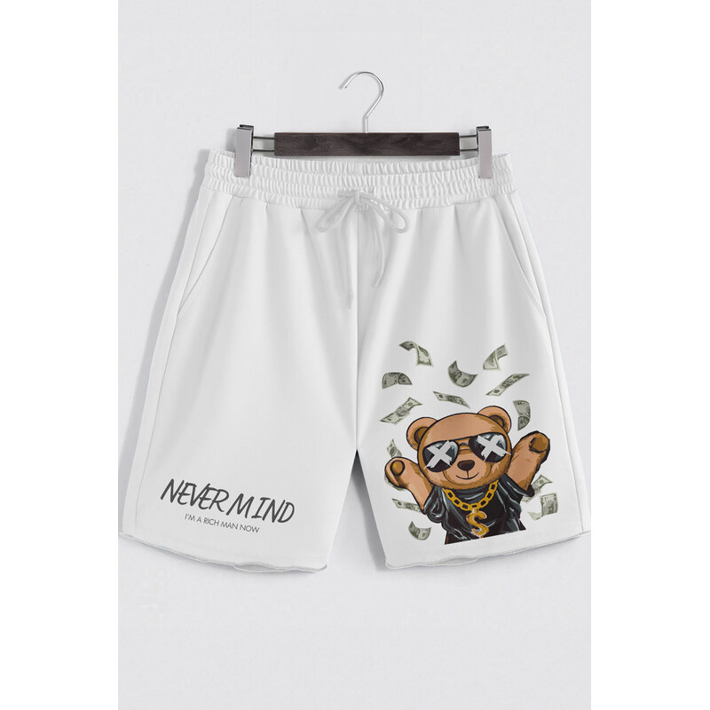 Šortky, Barva Bílá, s Potiskem Moneymaker Teddy