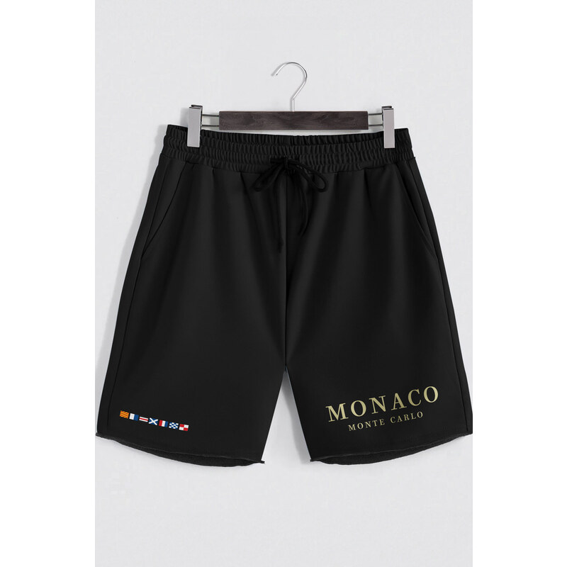 Šortky, Barva Černá, s Potiskem Monaco Monte Carlo
