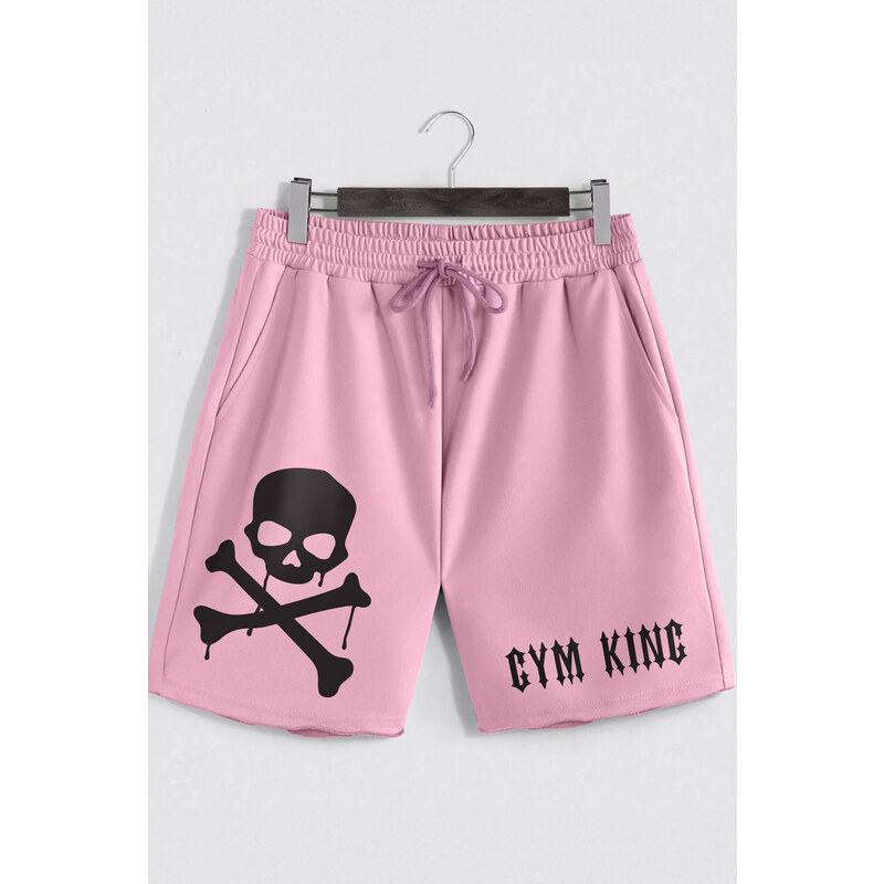 Šortky, Barva Růžová, s Potiskem Pirate Gym King