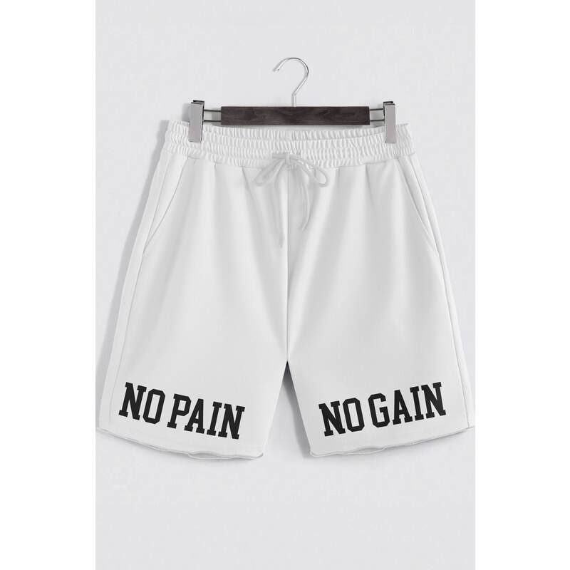 Šortky, Barva Bílá, s Potiskem No Pain No Gain