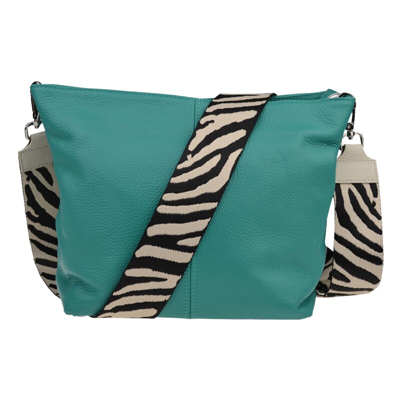 Tyrkysová kožená italská crossbody kabelka Prisca Smeraldo s
