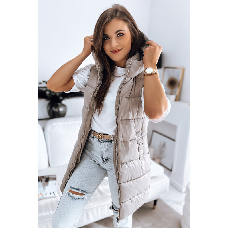 FashionStreet Dámská prošívaná vesta BRITA béžová TY3267 -