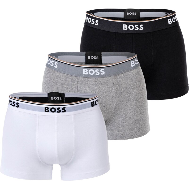 BOSS Boxerky Power šedý melír / černá / bílá