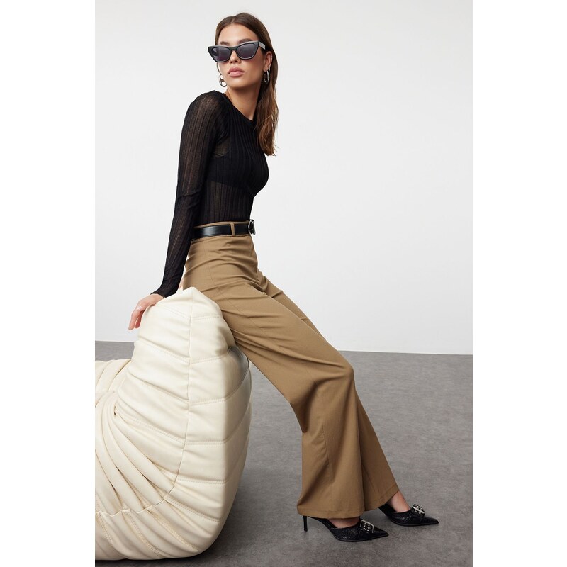 Trendyol Mink Wide Leg High Waist Woven Fabric Trousers 107078016