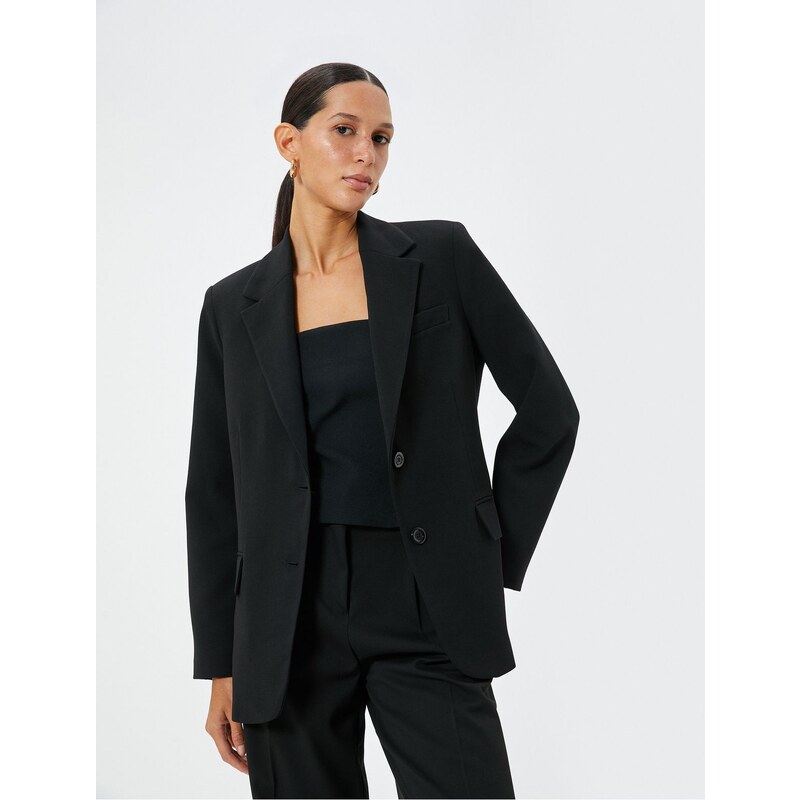 Koton Kt - Blazer Jacket Double Breasted Flap Pocket Detail