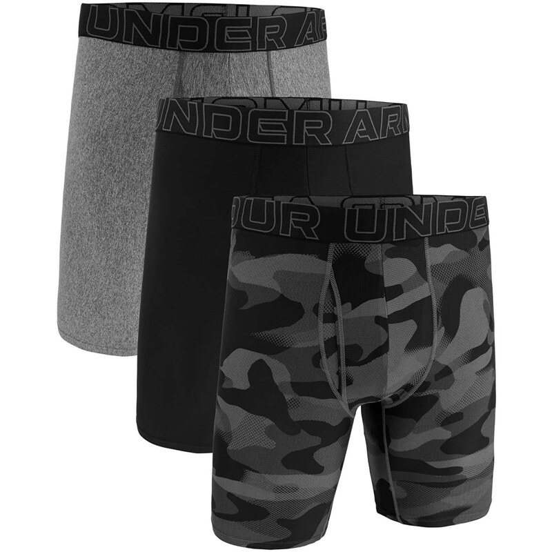 Boxerky Under Armour M Perf Tech Nov 9in 3-Pack Black XXXXL