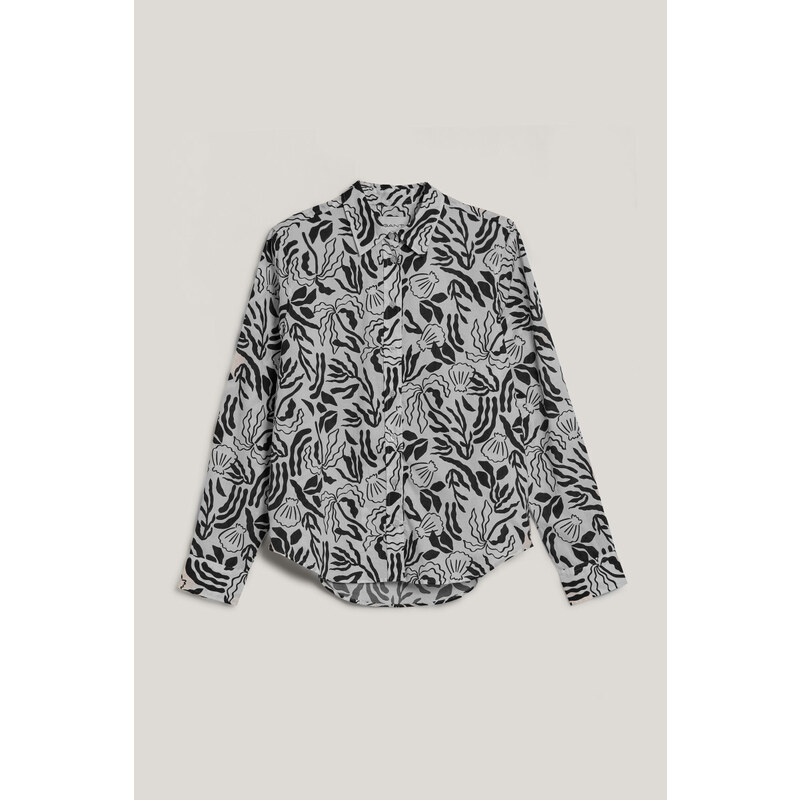 KOŠILE GANT REG PALM PRINT COT VOILE SHIRT EGGSHELL