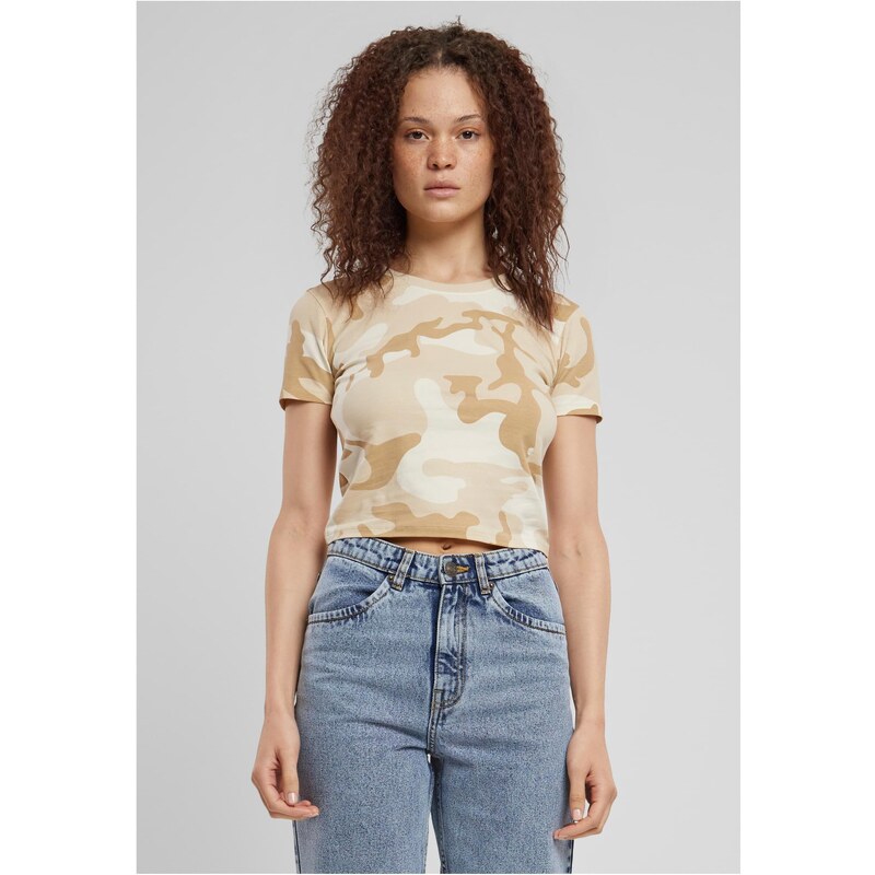 Urban Classics Dámské krátké tričko Cropped Camo světlé