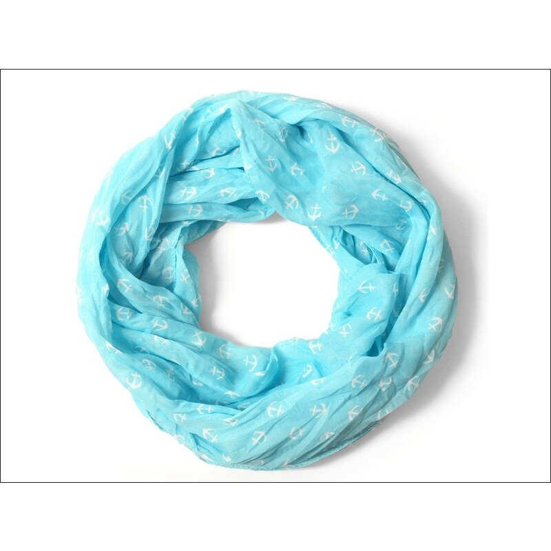 Vzdušný modrý kruhový šátek s kotvami
