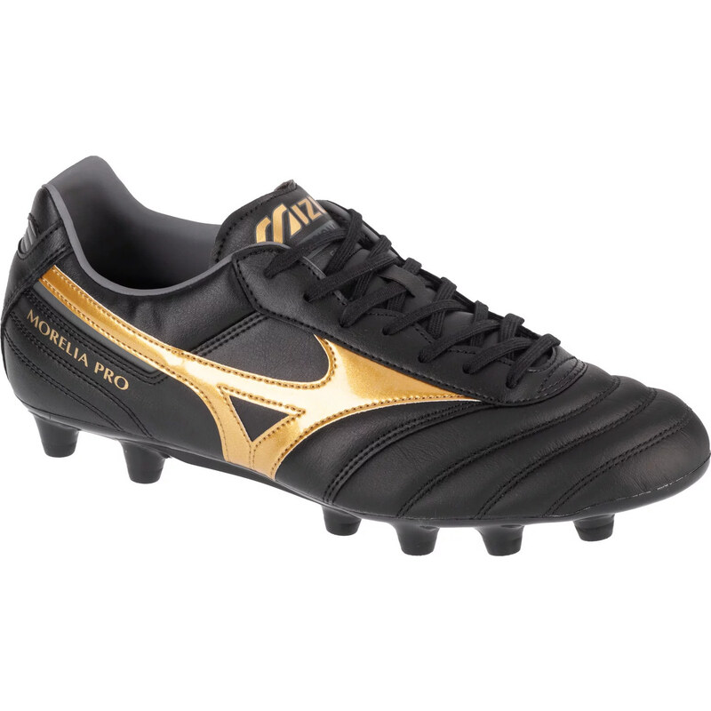 Černo-zlaté kožené kopačky Mizuno Morelia II Pro FG Černá 95456838