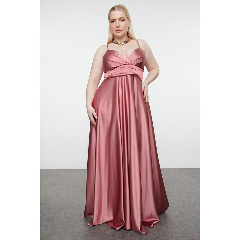 Trendyol Curve Salmon Strappy Double Breasted A-Line Long Woven 107078023
