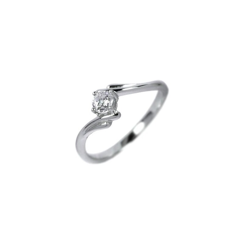 Silvego Decentní stříbrný prstýnek s krystalem JR0390 47 mm