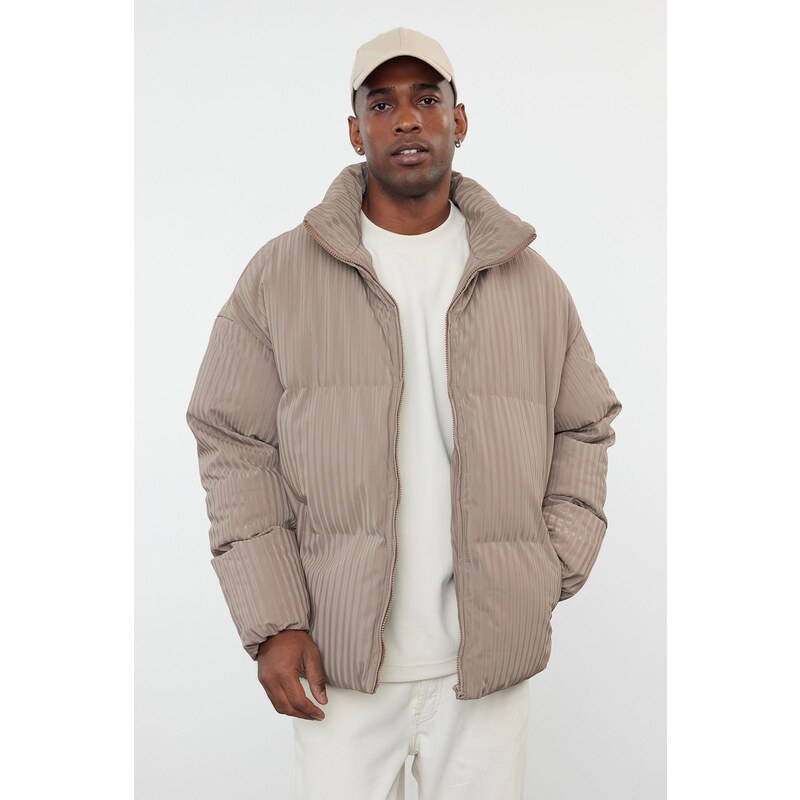 Trendyol Mink Oversize Fit Stand Collar Winter Puffer Coat