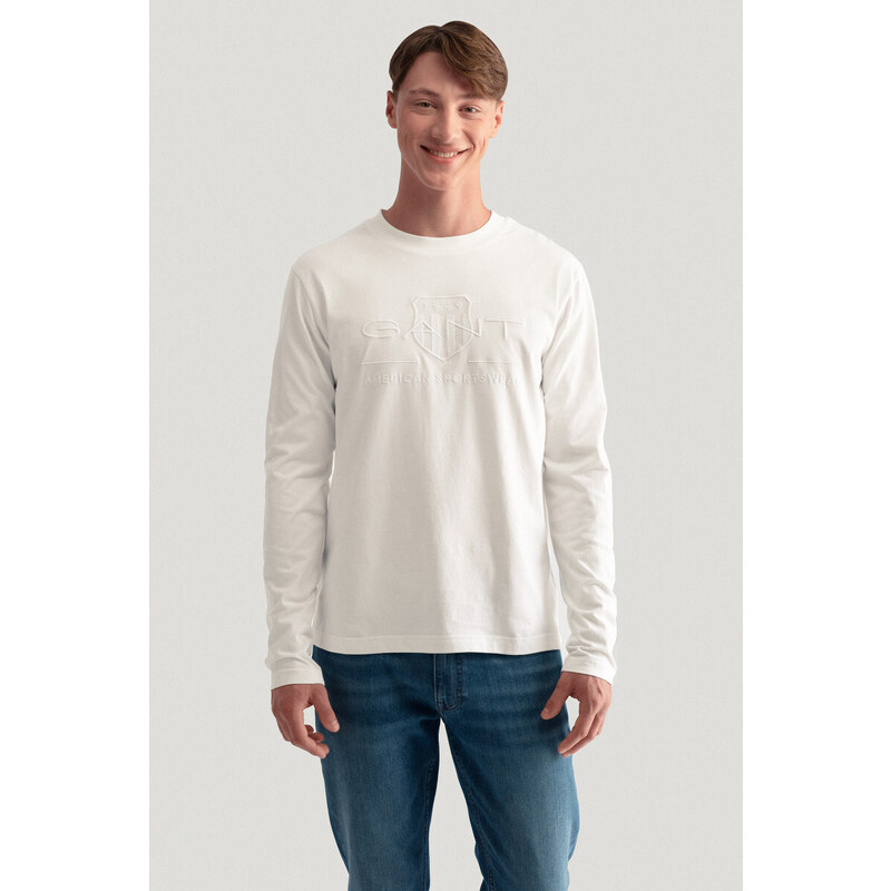 TRIČKO GANT REG TONAL SHIELD LS T-SHIRT EGGSHELL