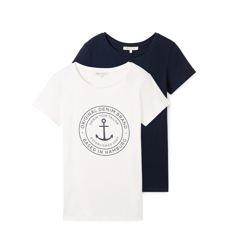 TOM TAILOR DENIM Tričko tmavě modrá / bílá 95708030
